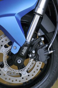 Triple disc brakes with ABS are standard on both scooters.