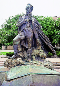 Stephen F. Austin, looking vaguely effeminate as he watches over the university that bears his name in Nacogdoches, Texas.