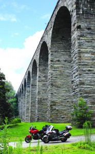 Starrucca Viaduct, completed in 1848, still carries train traffic 110 feet above the valley.