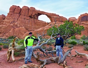 One of the many natural sandstone arches at Arches National Park.