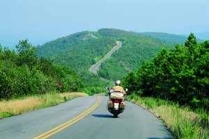 Talimena Scenic Drive atop the Winding Stair Mountains lures touring motorcyclists to Oklahoma.