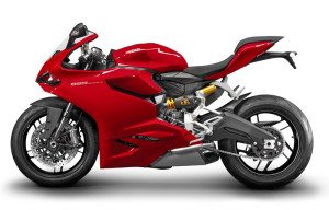 The 2014 Ducati 899 Panigale in Ducati red with black wheels ($14,995).