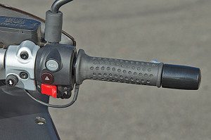 Heated handgrips with three settings come standard; the highest setting is the most useful.