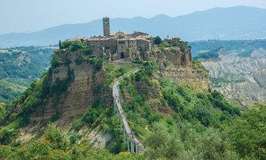 We had lunch at Civita di Bagnoregio, an ancient Etruscan village that sits atop a crumbling butte of volcanic tuff. Saint Bonaventure was born here in 1221, but his boyhood home fell off the edge of a cliff long ago.
