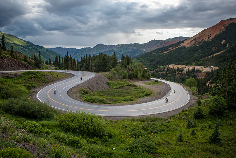Riders wind through the mountains of Colorado. (Photo: Sara Liberte/Indian Motorcycles)