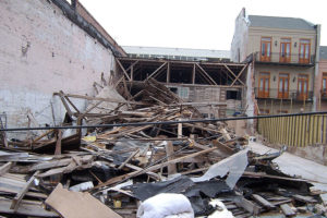 After Katrina, while wandering around New Orleans I stopped by the Confederate Motorcycles shop and saw that the roof had collapsed during the storm. Luckily, all of the bikes had been moved out ahead of the storm.