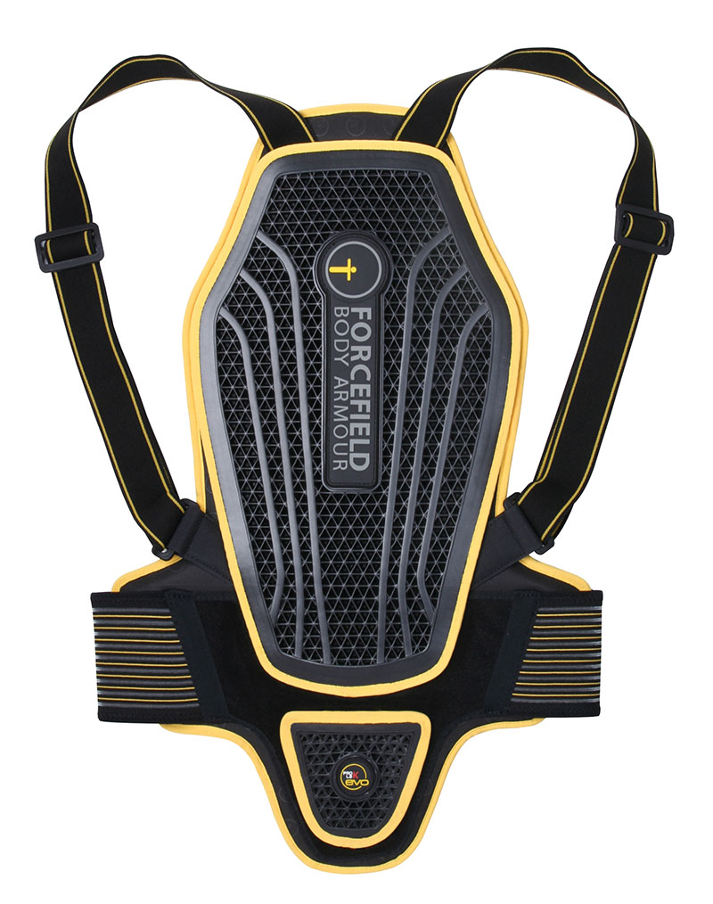 A back protector is an essential piece of equipment. I opted for the Forcefield Pro L2K EVO, since it's flexible, comfortable and has a low profile that fits easily under my track suit and regular riding jackets.