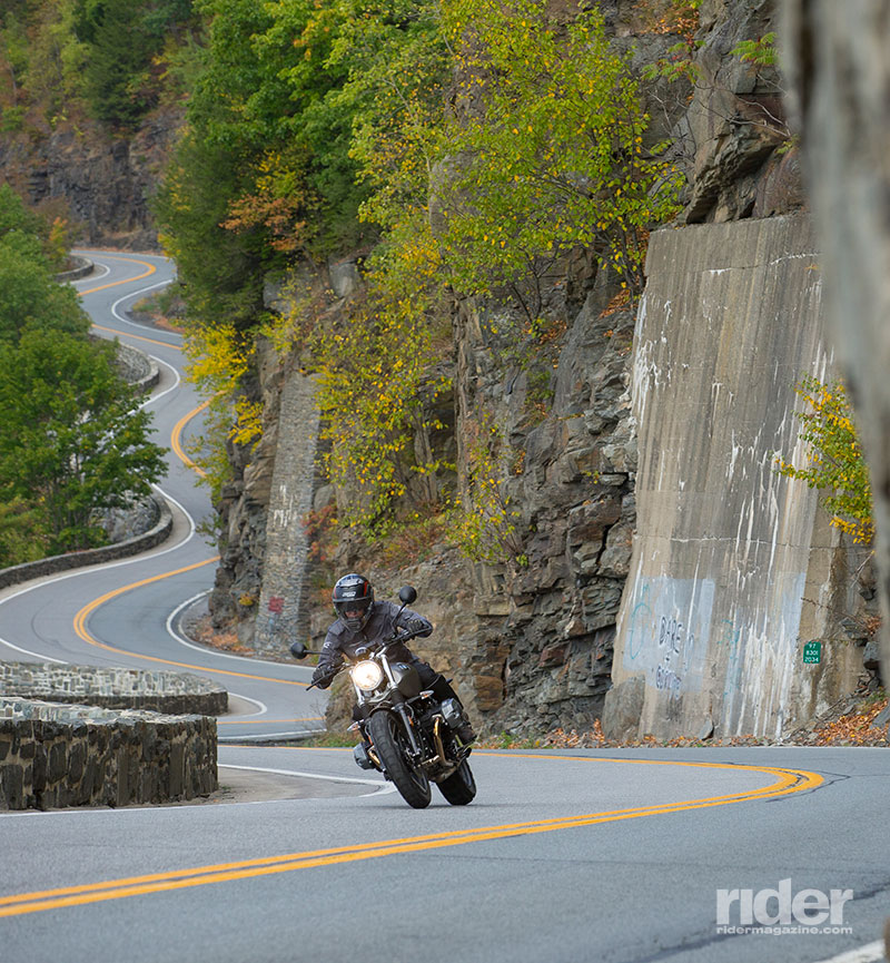 Strafing curves at Hawk's Nest, an iconic stretch of road along the Delaware River. (Photo: Kevin Wing)