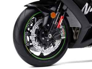 The Ninja ZX-10RR gets forged Marchesini wheels shod with Pirelli Diablo Supercorsa SP tires.