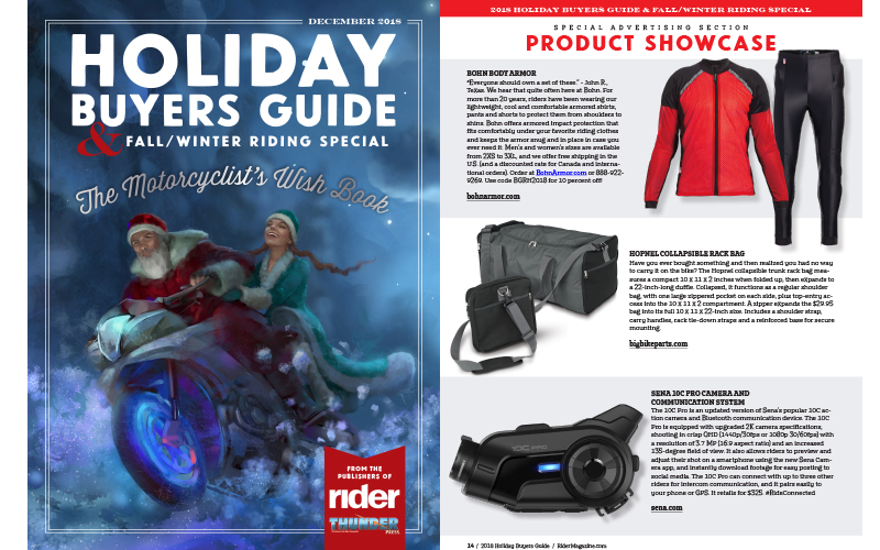 2018 Holiday Buyers Guide & Fall/Winter Riding Special