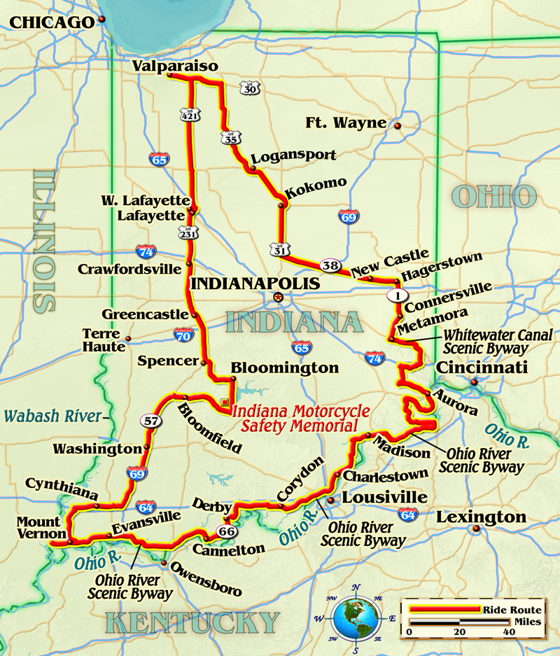 Indiana motorcycle ride map