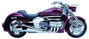 Make way for the Honda Valkyrie Rune, a 2004 model to be released in late 2003. Based upon the GL1800 flat six, it stretches 69 inches between axles.