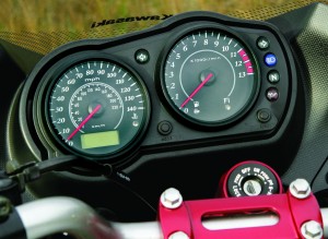 Simple but effective instrument cluster is easy to read and includes a digital clock.