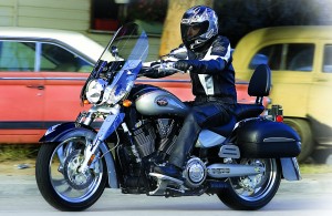 The large removable windscreen keeps the windblast off the rider.