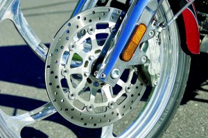 The Jackpot shares the single front rotor and 21-inch wheel with other Vegas models.