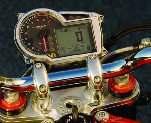 The Griso’s gauges include digital speedo with analog tach, ambient and coolant temps, and much else.