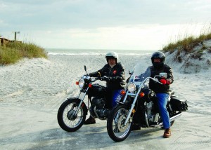 Author Tom Rose (left) on his Honda CB250, and brother John Rose on the Kawasaki 500.