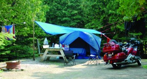 Camping on Providence Bay on Lake Huron in the Canadian North Channel. Uninvited guests visited during the night just outside our tent flap.