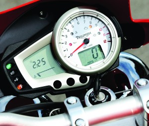 Instrumentation is clean and purposeful, with an easy-to-read LCD speedo, analog tach, handy computer functions and a programmable shift light.