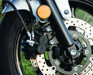 Dual front disc brakes provide strong stopping power.