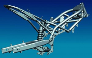 The steel trellis frame is new, and carries a single link-type shock absorber.