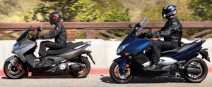 2010 Kymco Xciting 500Ri and 2010 Yamaha Tmax in action