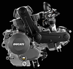 2010 Ducati Hypermotard 796 803cc desmodromic two-valve, air/oil-cooled L-twin engine