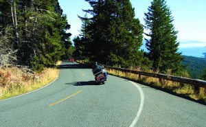 Mount Constitution’s pretzellike roads  provide good fun for both BMW and Harley riders.