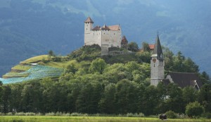 A castle and church in Liechtenstein