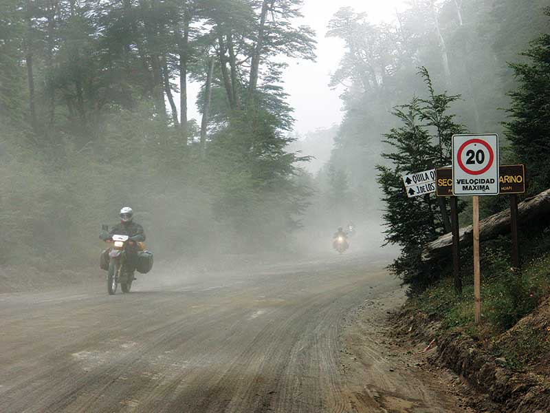 Tierra del Fuego, riding in dust
