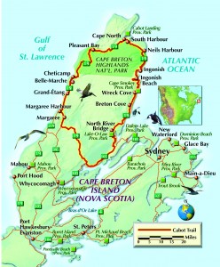 A map of the journey to Nova Scotia.