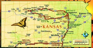 A map of the route taken through Kansas.