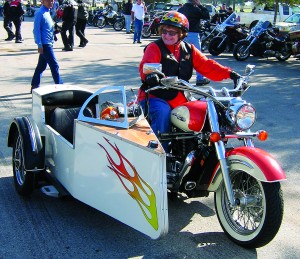 Sidecars also sailed into Hansen Dam—this Honda Shadow Aero 1100 boatrig was piloted by Marian Smith.