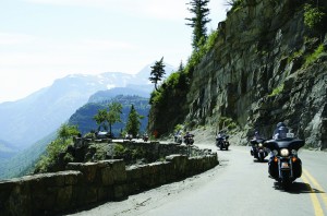The ride makes its way along the Highway to the Sun in Glacier National Park. Not bad for the first day.