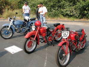 Three Moto Guzzis from the 1950s.