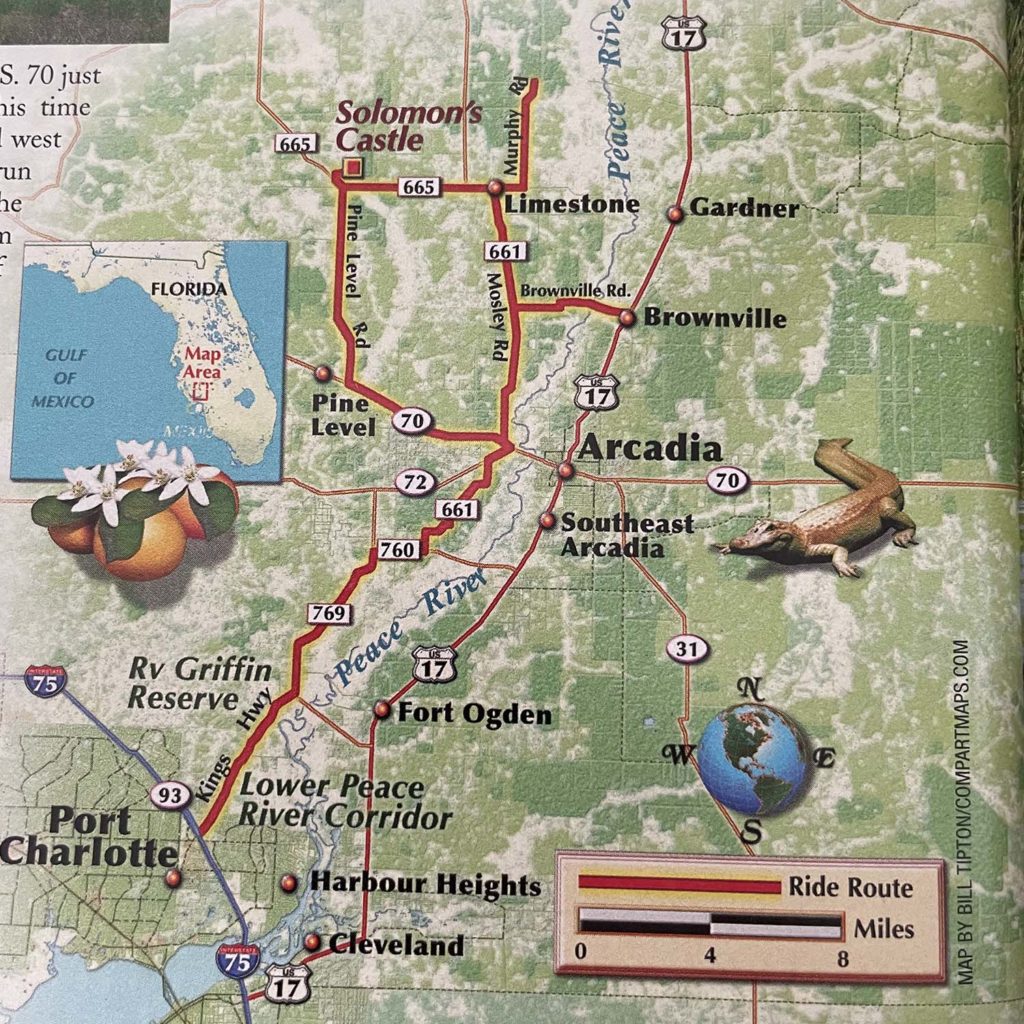 Southwest Florida Ride to Solomon's Castle map