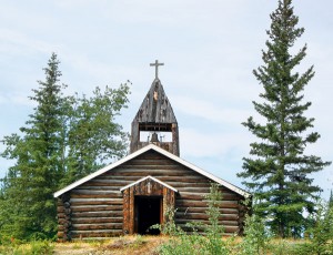 Copper Center log church at main entrance to Wrangell-St. Elias National Park