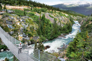 Suspension bridge over tributary of Yukon River