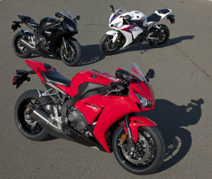 2012 Honda CBR1000RR: Available in Red, Black and Pearl White/Blue/Red; C-ABS model comes in Red only.