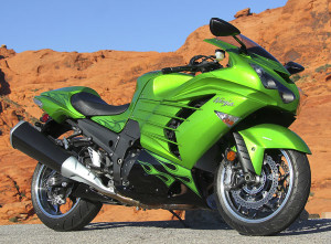 2012 Kawasaki Ninja ZX-14R: Special-edition Golden Blazed Green model gets special graphics and others styling enhancements.