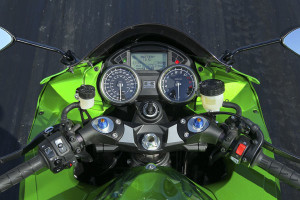 2012 Kawasaki Ninja ZX-14R: The updated instrument panel includes programmable shift and launch lights.
