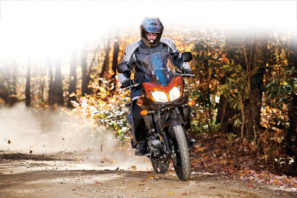 Although more suited to the street, the redesigned Suzuki V-Strom 650 handles mild off-road excursions with confidence.