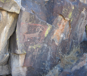 Plane Wreck Trek: Ancient petroglyphs on volcanic rock.