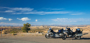 Motorcycles drying in Utah and Colorado
