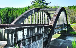 An old concrete and iron bridge south of Quilcene.