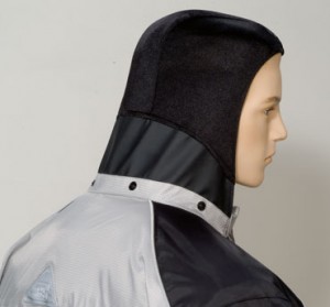 Aqua-Barrier under-the-helmet hood keeps water off your neck.
