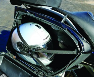 BMW's removable, 33-liter saddlebags hold a full-face helmet and more.