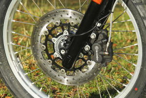 Single front disc with two-piston Brembo caliper provides decent stopping power. ABS is standard on all BMWs for 2012.