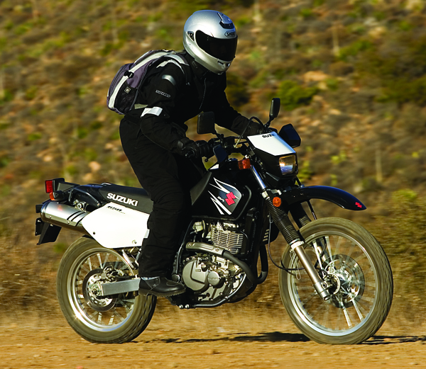 Suzuki DR650S is nimble on the street but too softly suspended for heavy offroad riding.