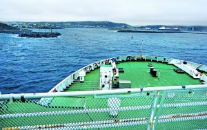 Canadian ferry service is excellent. After a good sleep in a private cabin, the seven-hour ferry ride from Nova Scotia arrives at Port aux Basques, Newfoundland.
